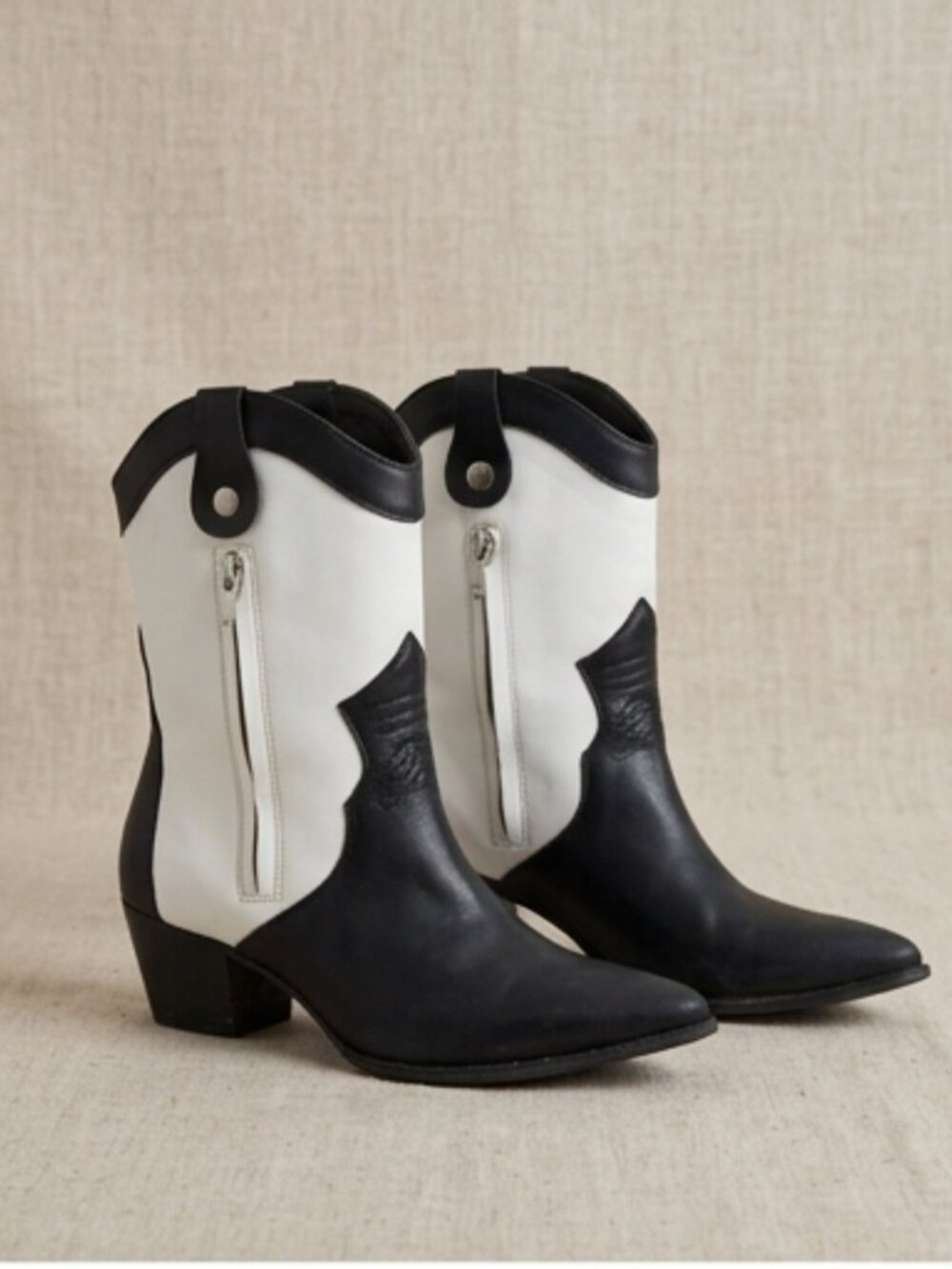 Black & White Women's Western Ankle Boots - Size 9 - Cowgirl Boots